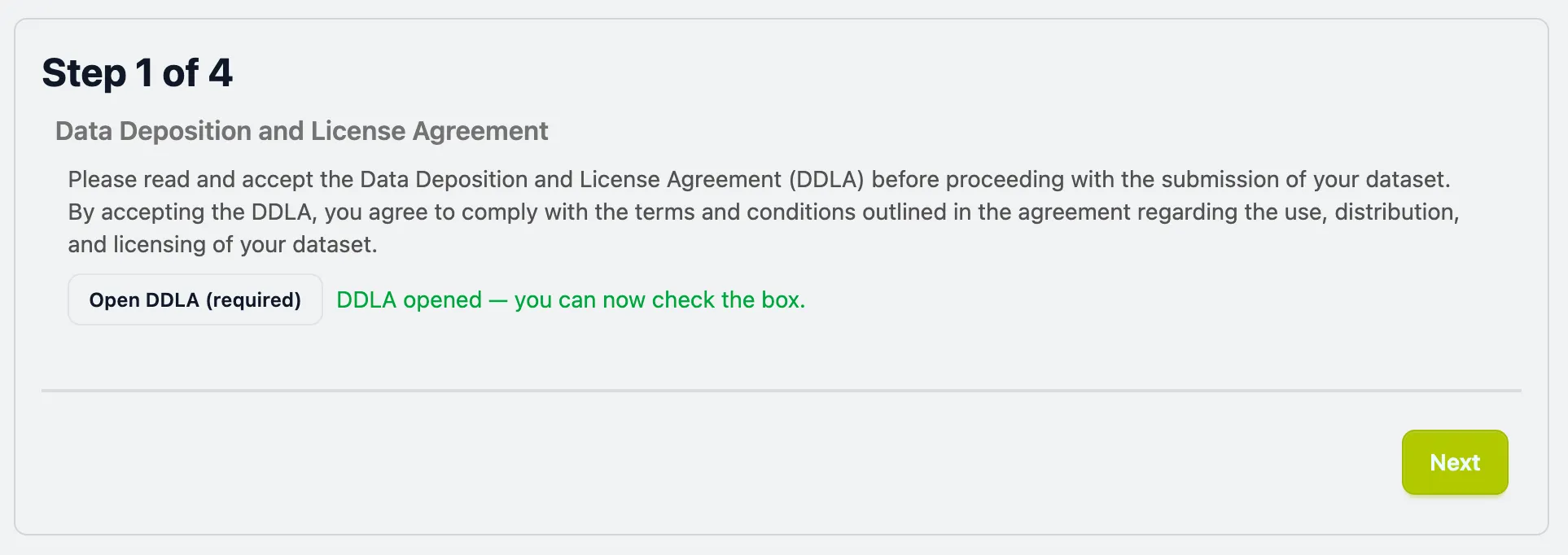 DDLA Acceptance Step